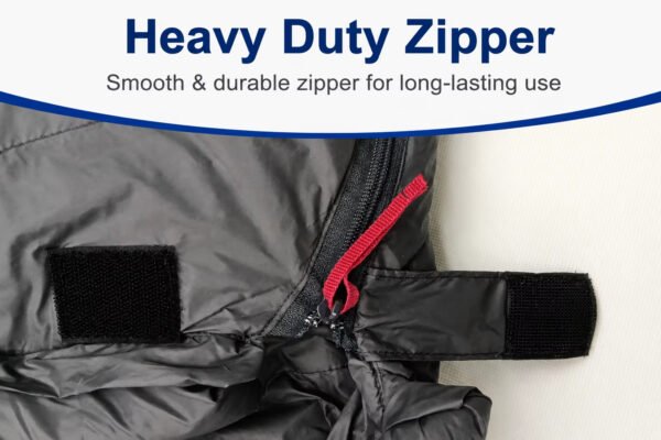Mummy duck down sleeping bag zipper detail Mummy duck down sleeping bag zipper detail