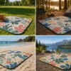 Large beach blanket for seaside picnic Large beach blanket for seaside picnic