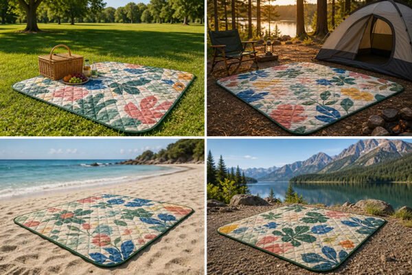 Large beach blanket for seaside picnic Large beach blanket for seaside picnic