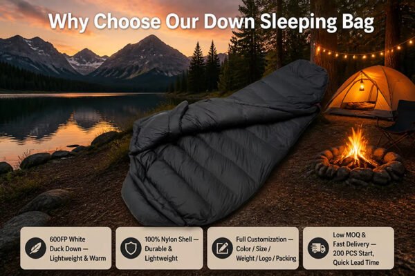 Warm duck down sleeping bag for cold weather Warm duck down sleeping bag for cold weather