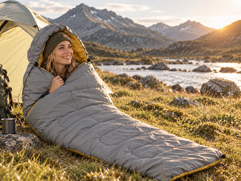 TRAILVO 3-season synthetic sleeping bag for adult camping