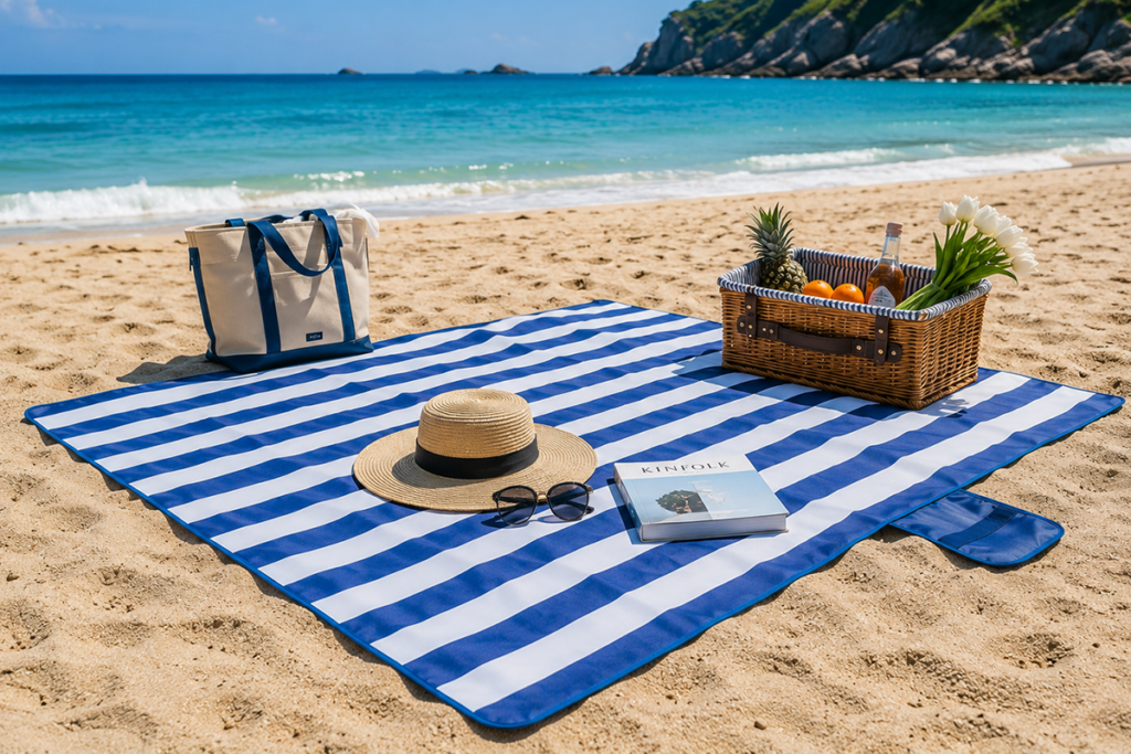 Beach blanket for seaside and beach use