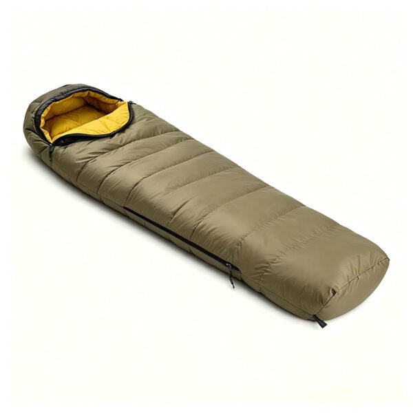 Khaki duck down sleeping bag for outdoor camping