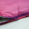 kids-envelope-sleeping-bag-zipper Purple zipper detail on pink kids envelope sleeping bag