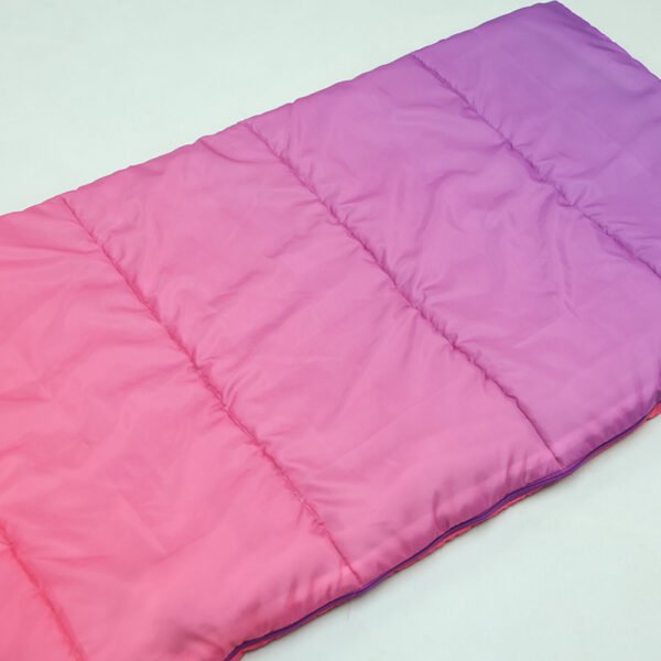 pink-purple-kids-sleeping-bag-fabric Pink and purple fabric panels of kids envelope sleeping bag