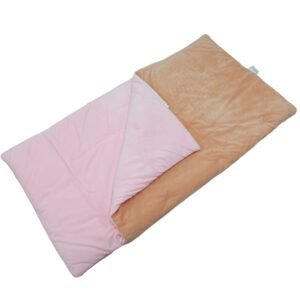 pink-soft-lined-kids-sleeping-bag Pink soft lined kids sleeping bag with beige interior