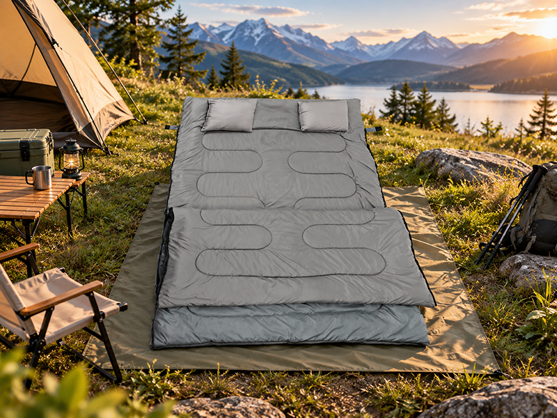 TRAILVO double sleeping bag for adults with synthetic insulation