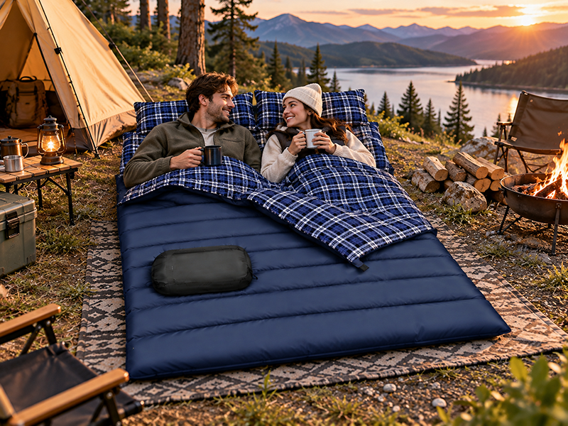 TRAILVO two-person sleeping bag for couples and family camping