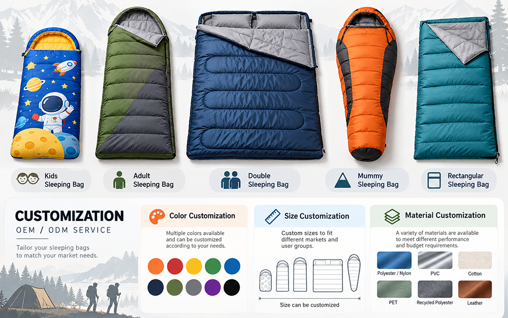 ODM sleeping bag styles and customization options