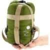 ripstop-nylon-sleeping-bag-packed Compact ripstop nylon sleeping bag packed in a green compression bag