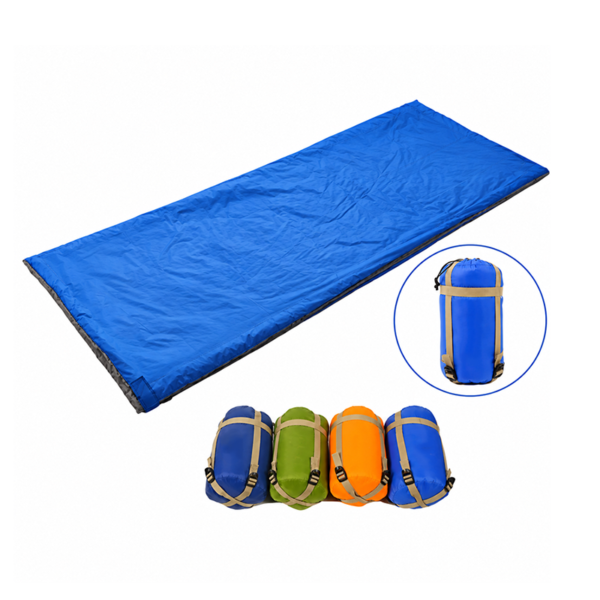 Warm weather envelope sleeping bag with multiple color and storage bag options